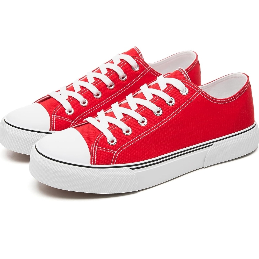 Men's Red Canvas Sneakers Size 13